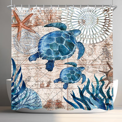Duschvorhang Meeresschildkröte 180x160cm Antischimmel Polyester Badevorhang