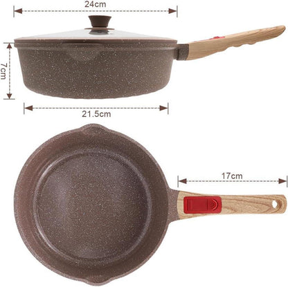 Keramik Pfanne 24 cm mit Deckel Antihaft Bratpfanne Abnehmbarer Griff