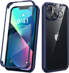 iPhone 13 Hülle 360 Grad Stoßfest mit Glas Schutzfolie & Kameraschutz