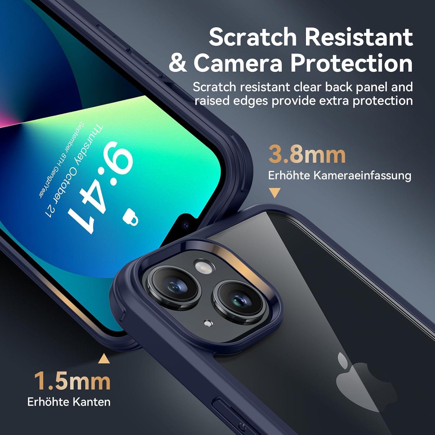 iPhone 13 Hülle 360 Grad Schutz Stoßfest Fullbody Cover Dunkelblau