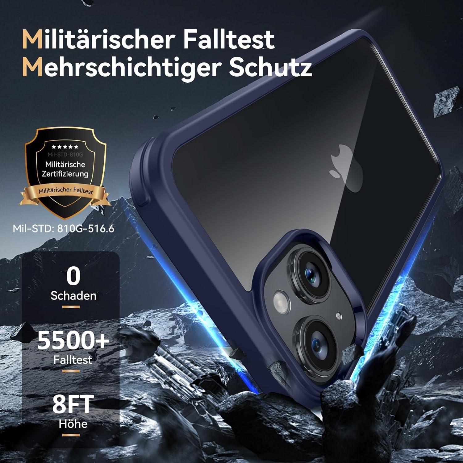 iPhone 13 Hülle 360 Grad Schutz Stoßfest mit Glas Kameraschutz