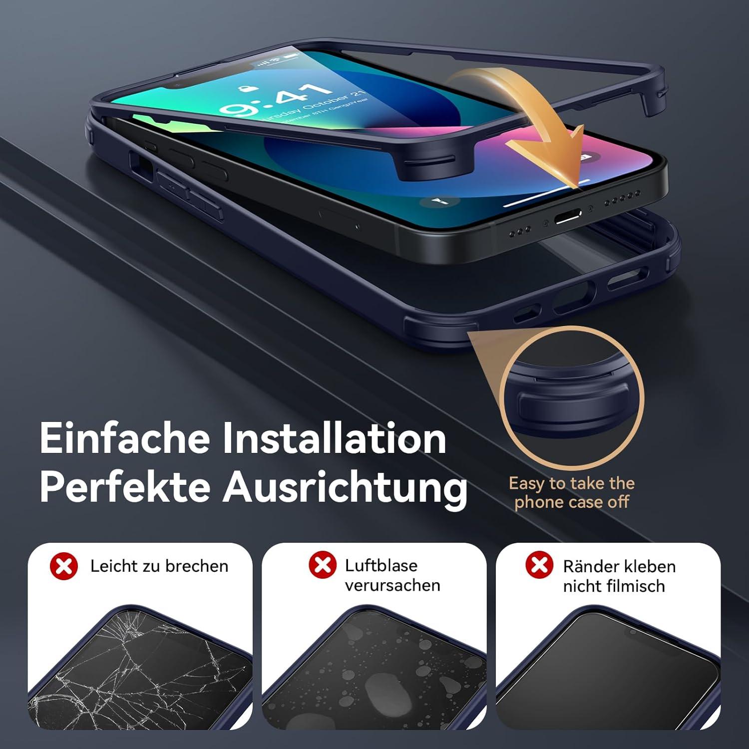 iPhone 13 Hülle 360 Grad Schutz Stoßfest Kameraschutz Fullbody 6.1 Zoll Blau