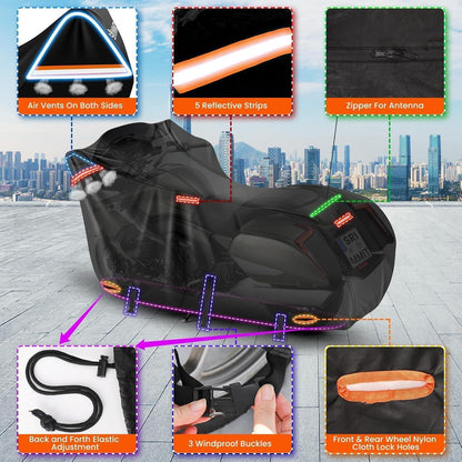 Wasserdichte Motorrad Abdeckung 420D Heavy Duty Schwarz-Orange 2XL