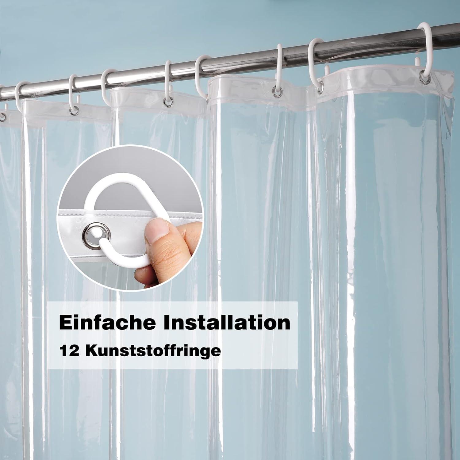 Transparenter Überlänge Duschvorhang 180x220 wasserdicht mit