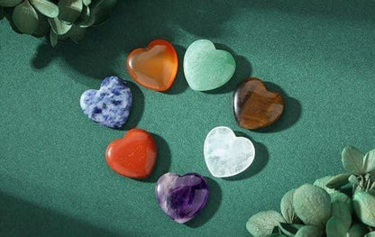 GUJOXILA Kristall Herz Edelsteine Set 7 Stück Meditation Chakra Reiki Energieausgleich