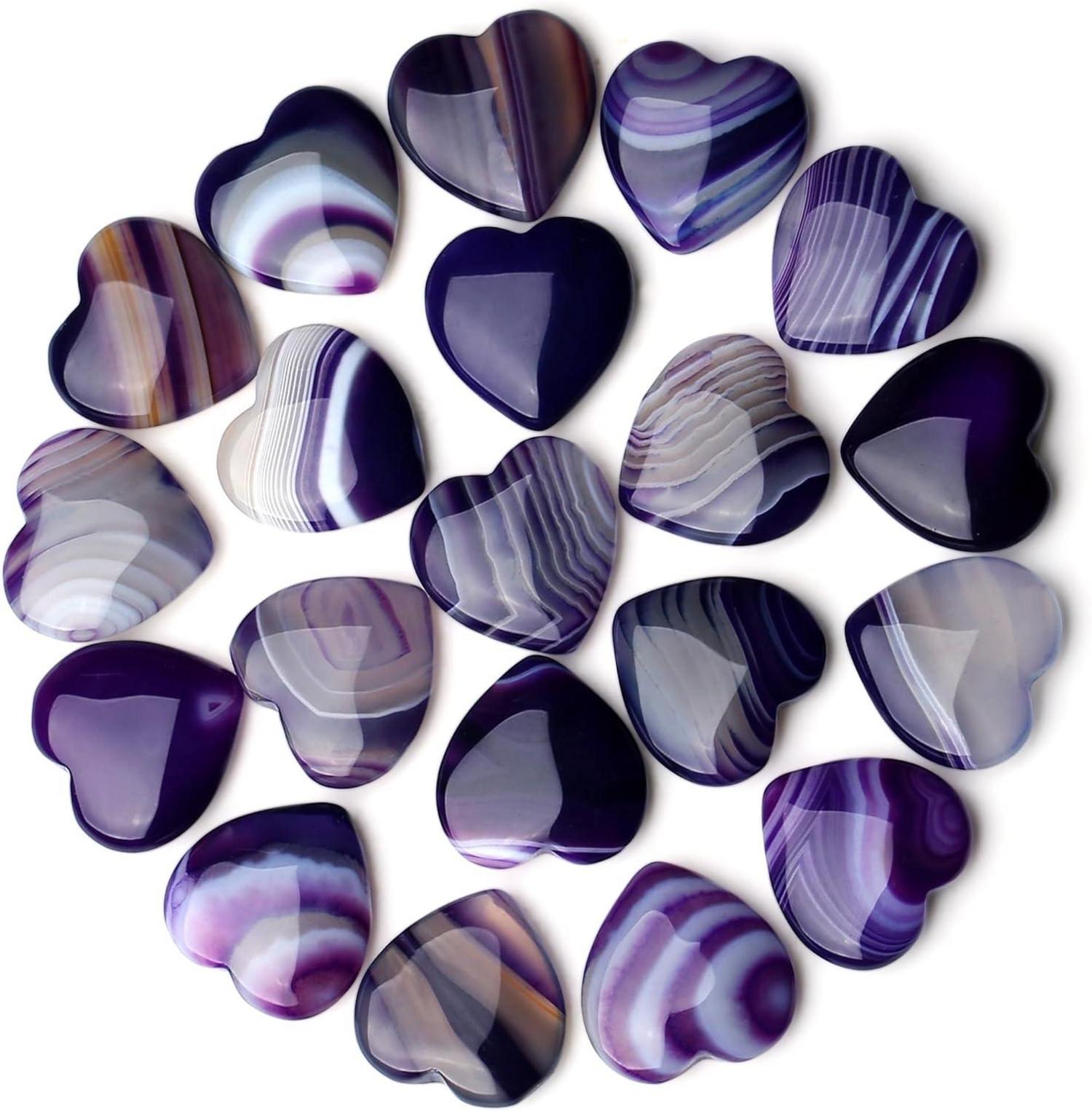 Purple Agate Herzstein 20pcs Natürlicher Heilkristall 20mm