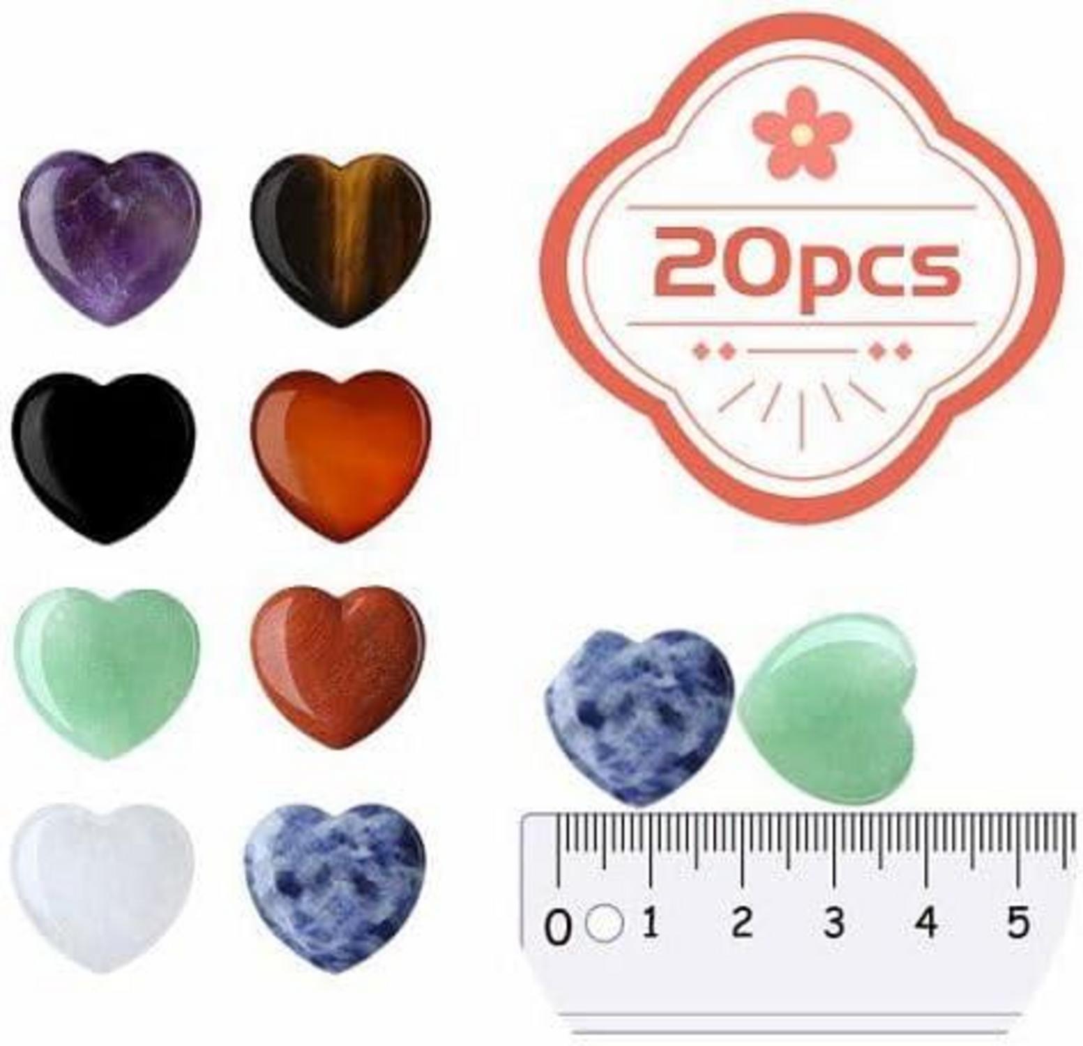 20er Set Natürliche Purple Agate Herz Kristalle 20mm Heilsteine