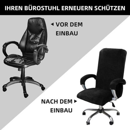 Samt Bürostuhlbezug mit Armlehne, X-Large Schwarz