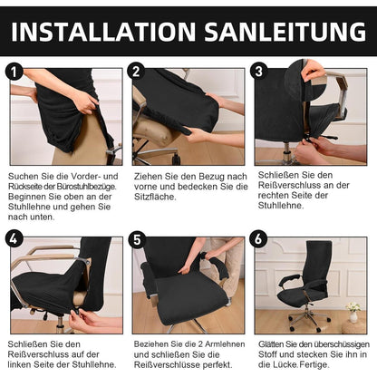Samt Bürostuhlbezug mit Armlehne, X-Large Schwarz