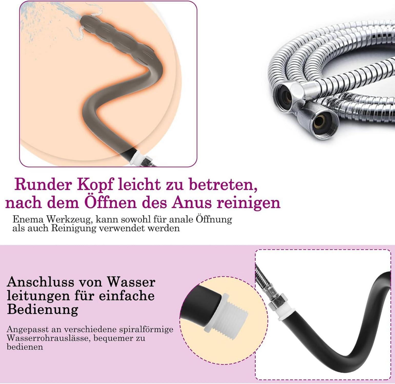 Analdusche 51cm Intimdusche für Männer und Frauen, Schwarz