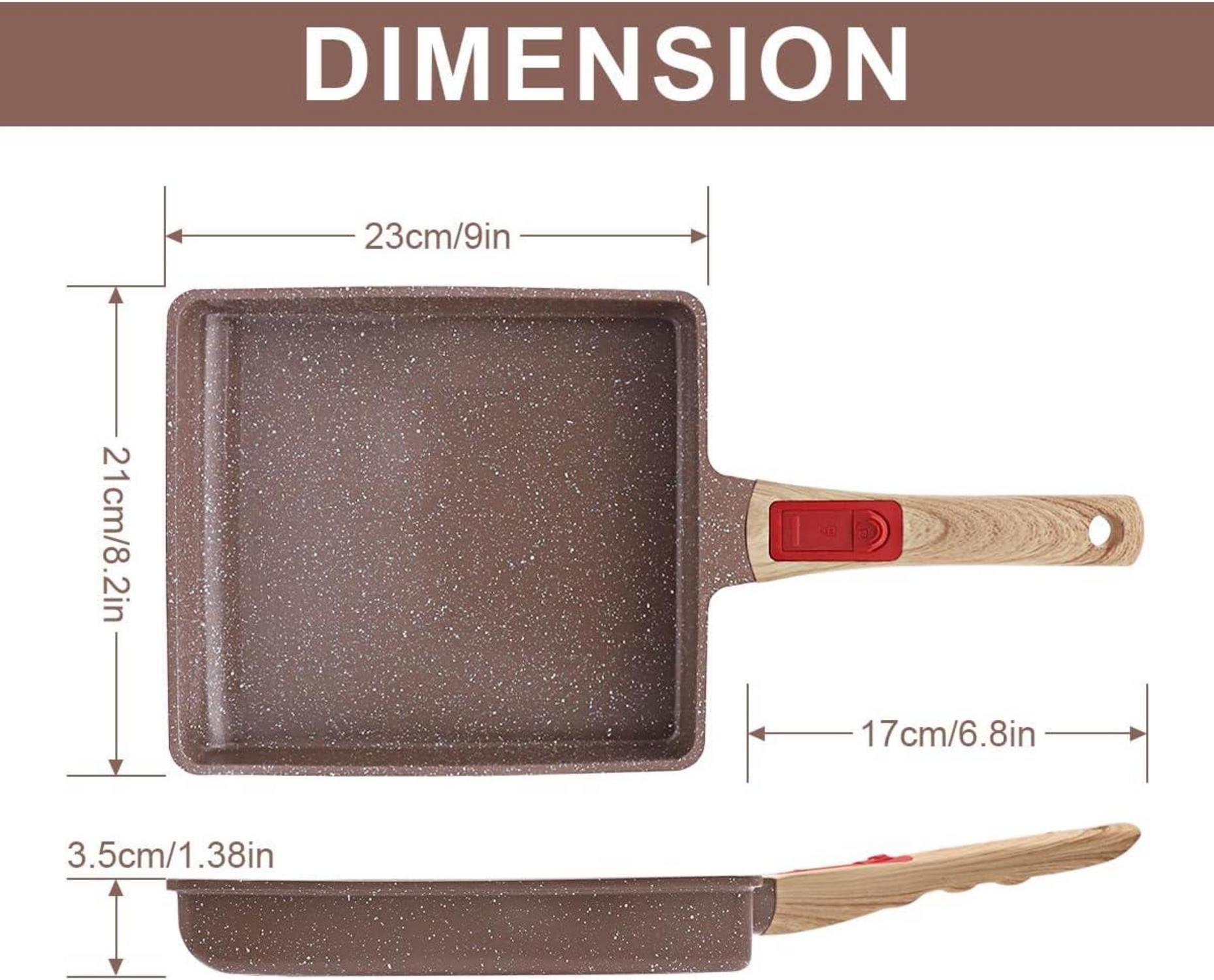 Keramik Tamagoyaki Pfanne 23x21 cm Antihaftbeschichtung mit Griff