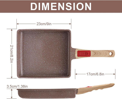 Keramik Tamagoyaki Pfanne 23x21 cm Antihaftbeschichtung mit Griff