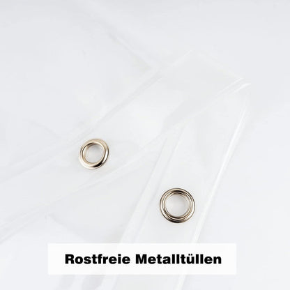 Duschvorhang 180x180 transparent PEVA mit 5 Magneten und 12 Haken