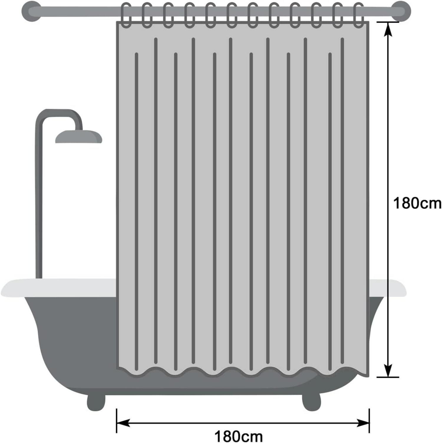Duschvorhang 180x180 PEVA Transparent mit 5 Magneten Wasserdicht