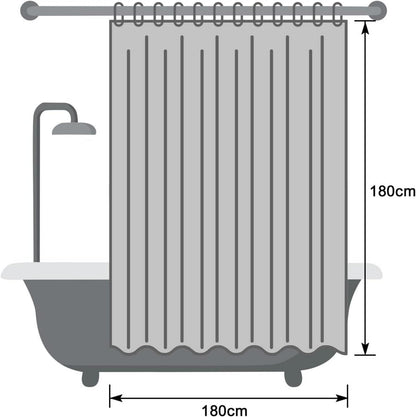 Duschvorhang 180x180 PEVA Transparent mit 5 Magneten Wasserdicht