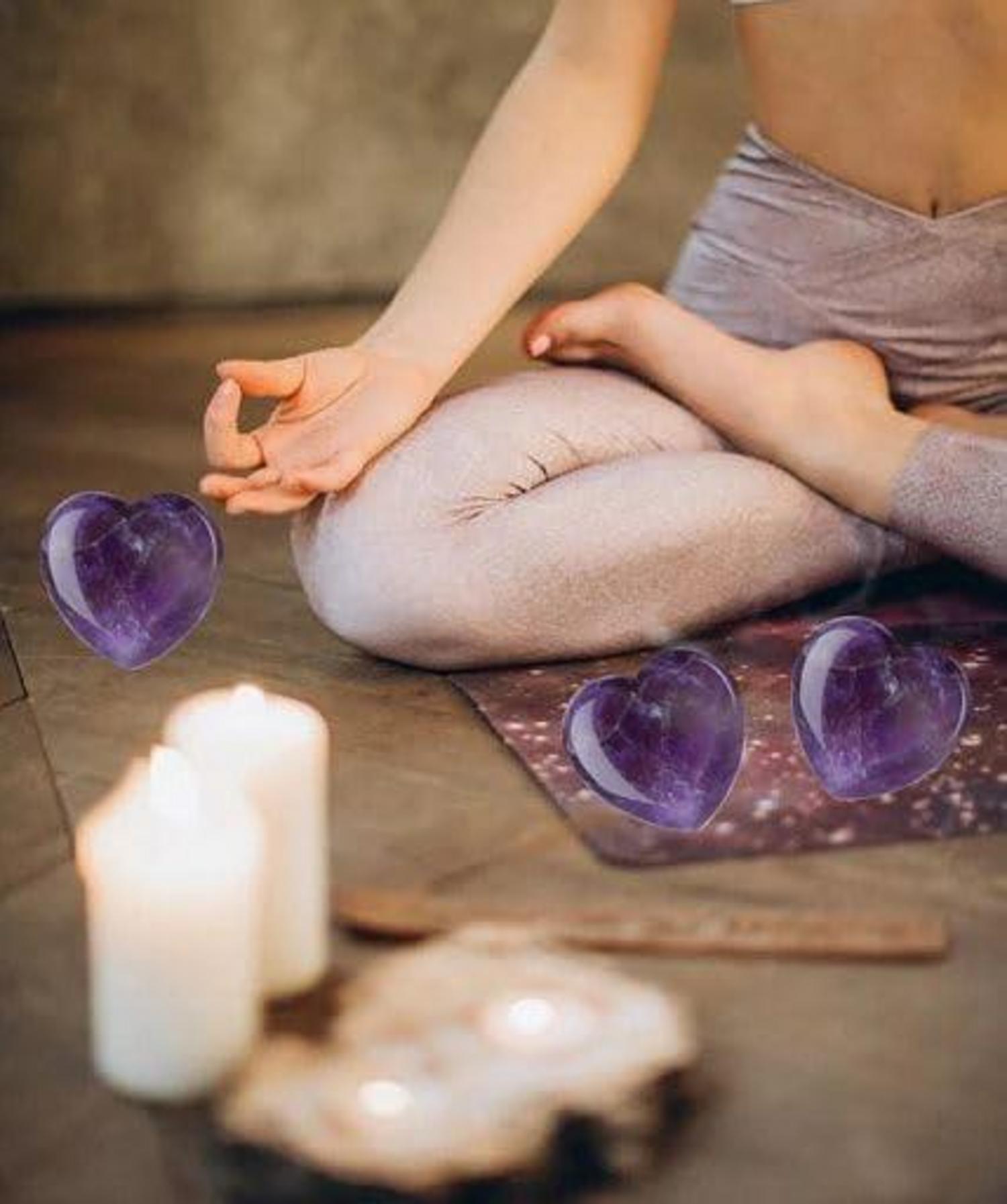 Amethyst Herzstein Set Heilkristall Chakra Reiki Energie 20er_PM