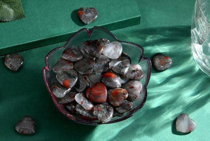 20er Set Drachenblutstein Herz Kristalle Natürlich Handpoliert