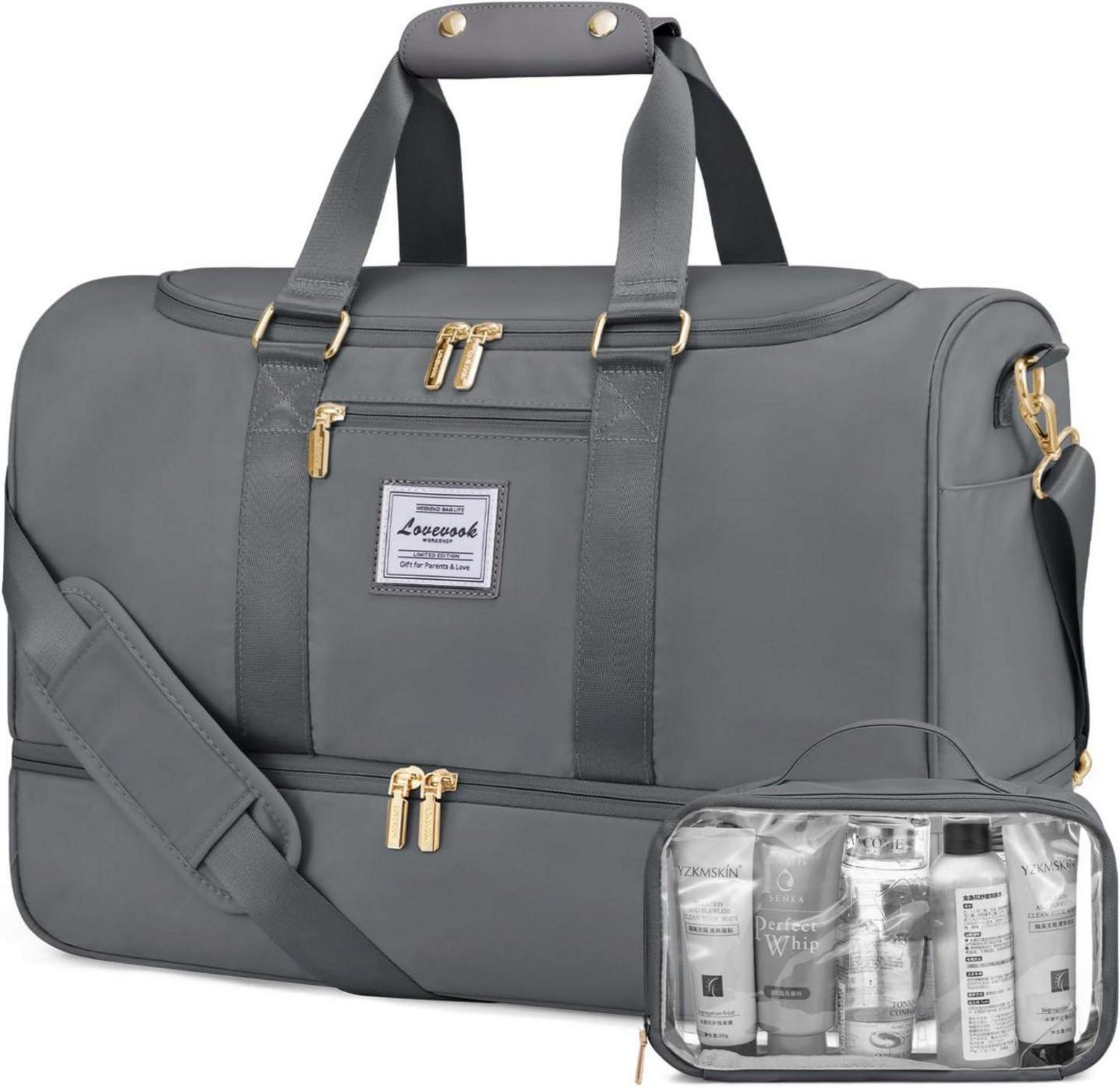 Sporttasche LOVEVOOK Damen Weekender Reisetasche Grau