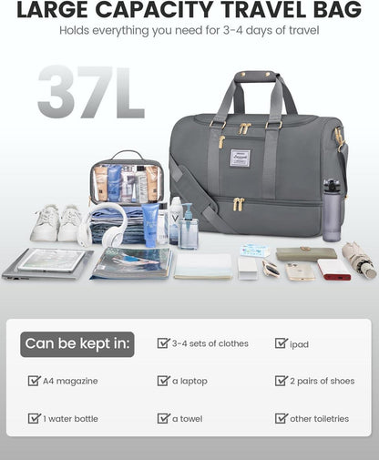 Sporttasche Damen Reisetasche Weekender Fitness Urlaub Grau