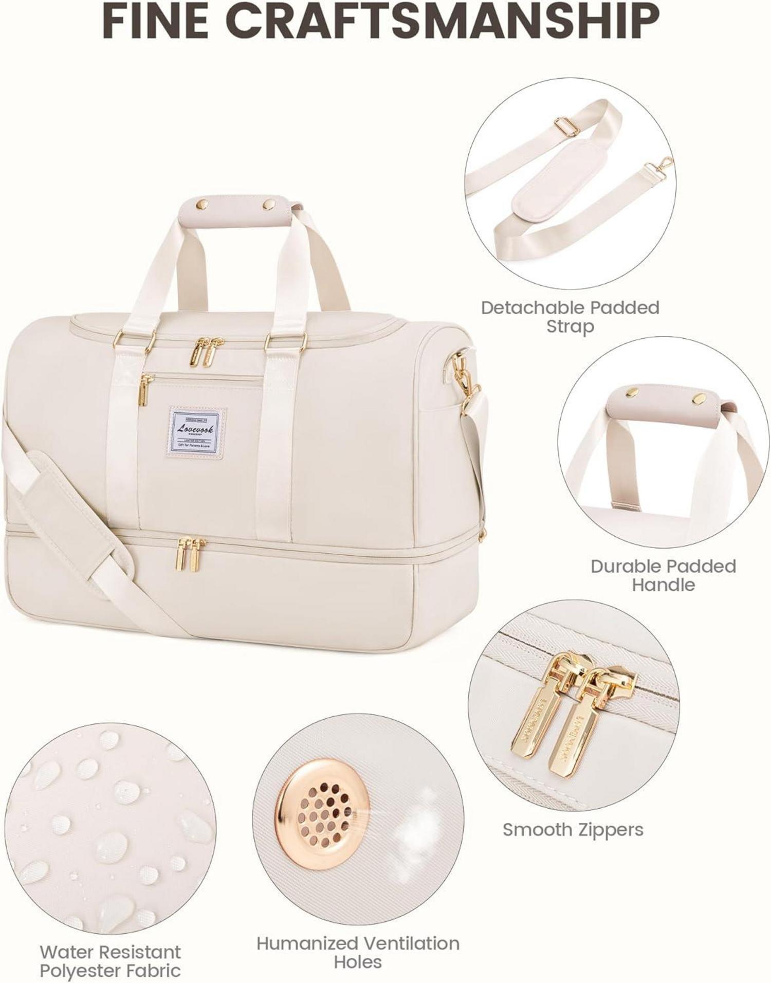 LOVEVOOK Sporttasche Damen Weekender Reisetasche mit Nassfach & Schuhfach Beige