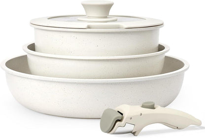 Topfset mit Abnehmbarer Griff, 5-Teilig Antihaft Induktion Kochtopf