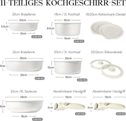GiPP Granit Topfset 11tlg. - Antihaft Induktion Kochtopf-Set