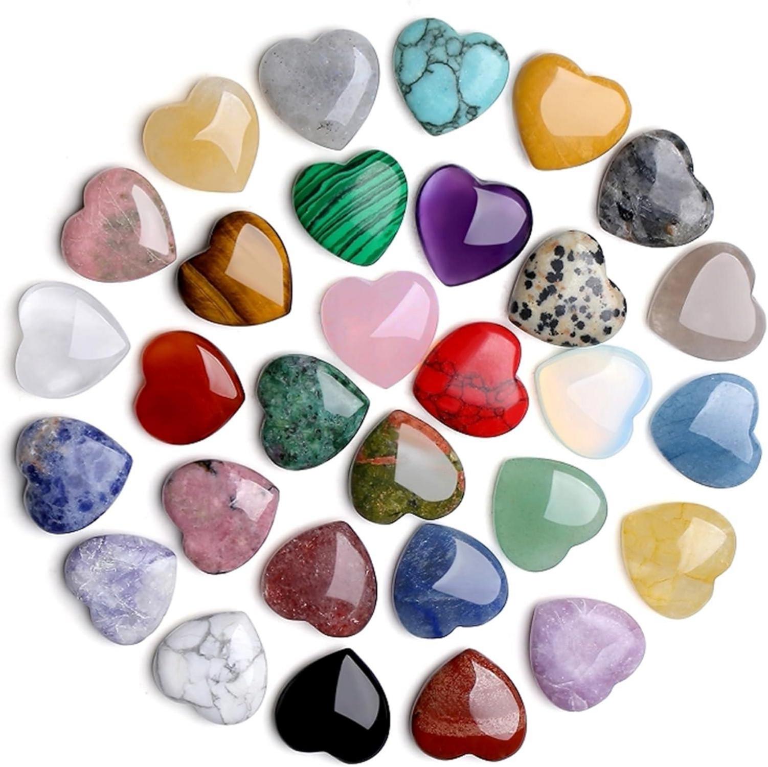 30-teiliges Herz Kristall Heilstein Set Meditation Chakra Geschenk