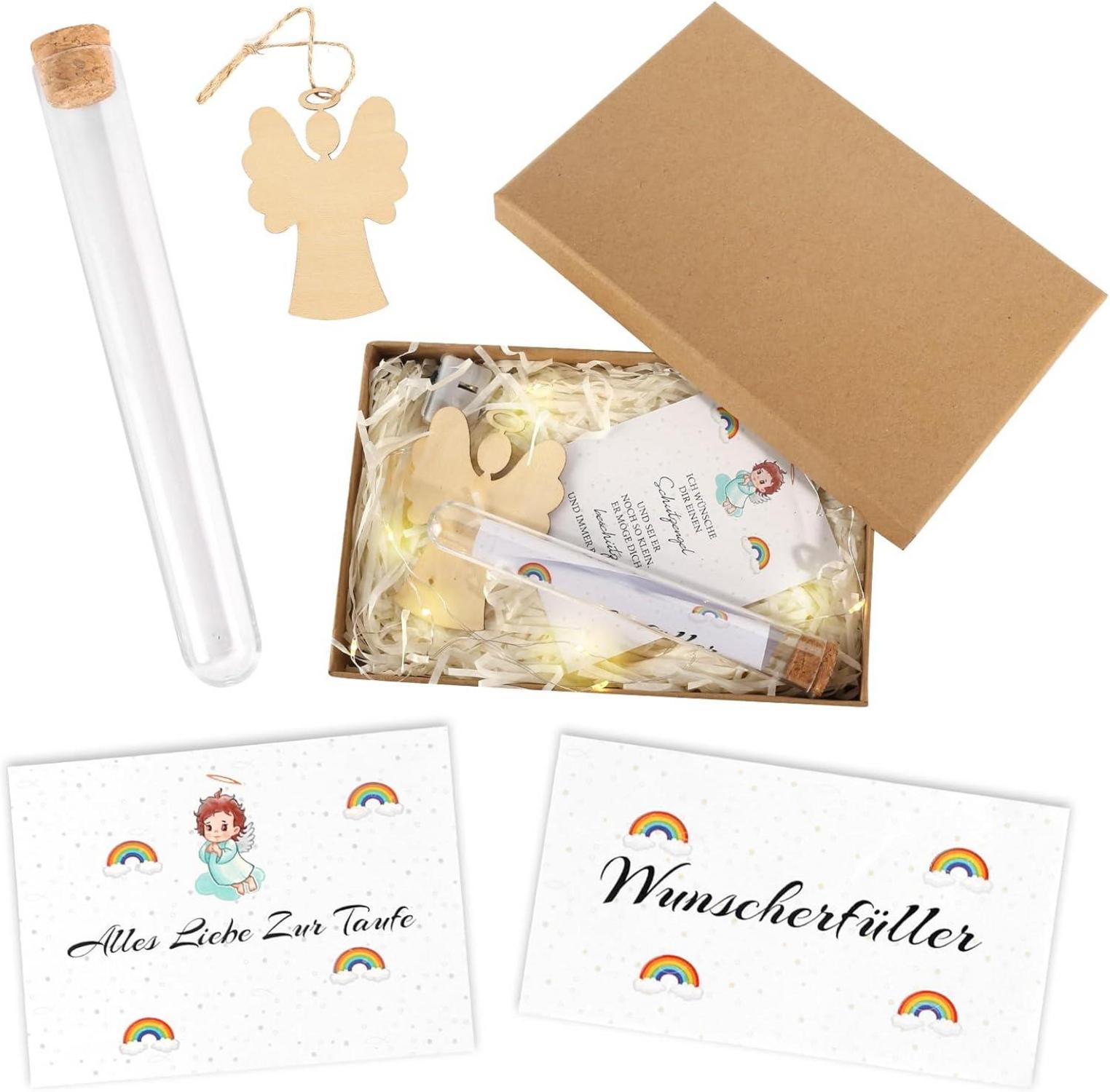 Taufgeschenk-Set für Geldgeschenk Verpackung mit Holz Engel Anhänger