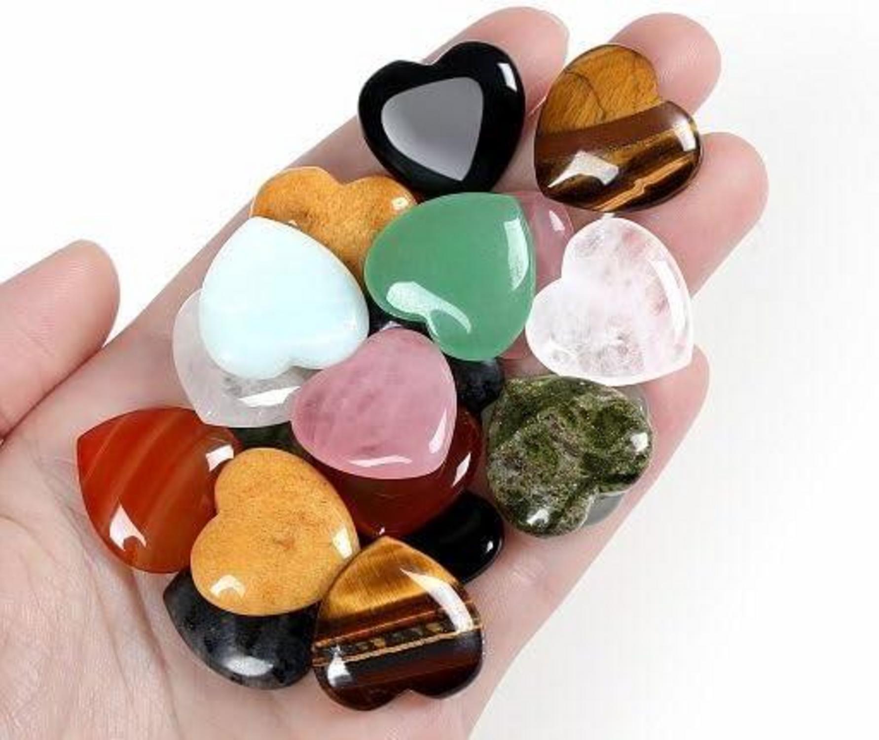 Kristall Herz Edelsteine Set 10 Stück Rosenquarz Amethyst