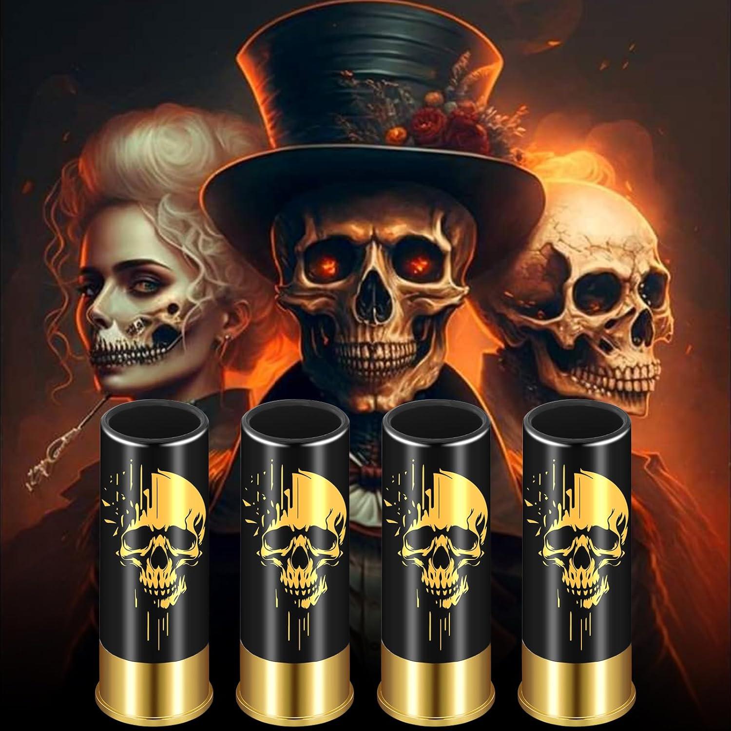 Totenkopf Schnapsgläser Kunststoff Geschenkbox Gothic 12 GA Whiskey Tequila