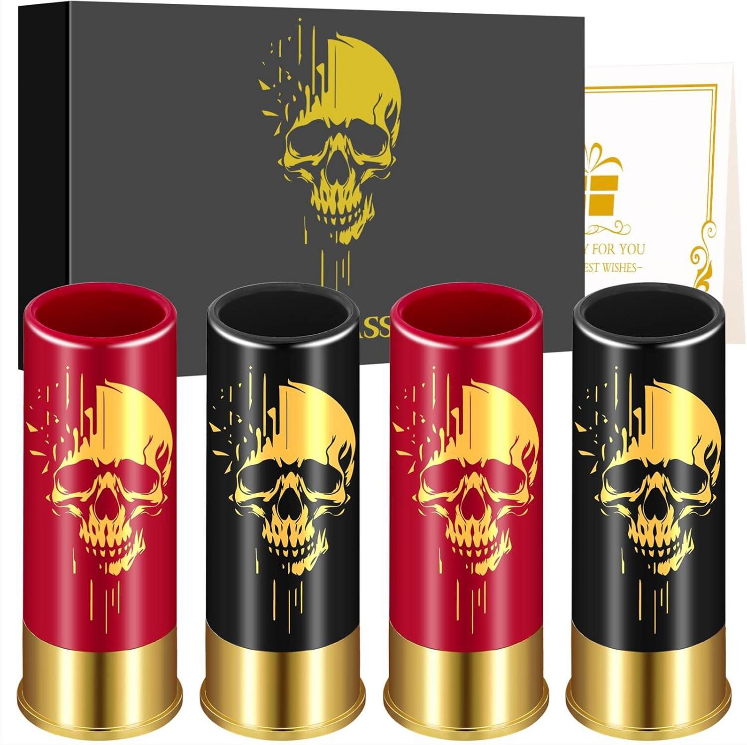 Totenkopf-Schnapsgläser Kunststoff Schwarz Rot Gothic Party