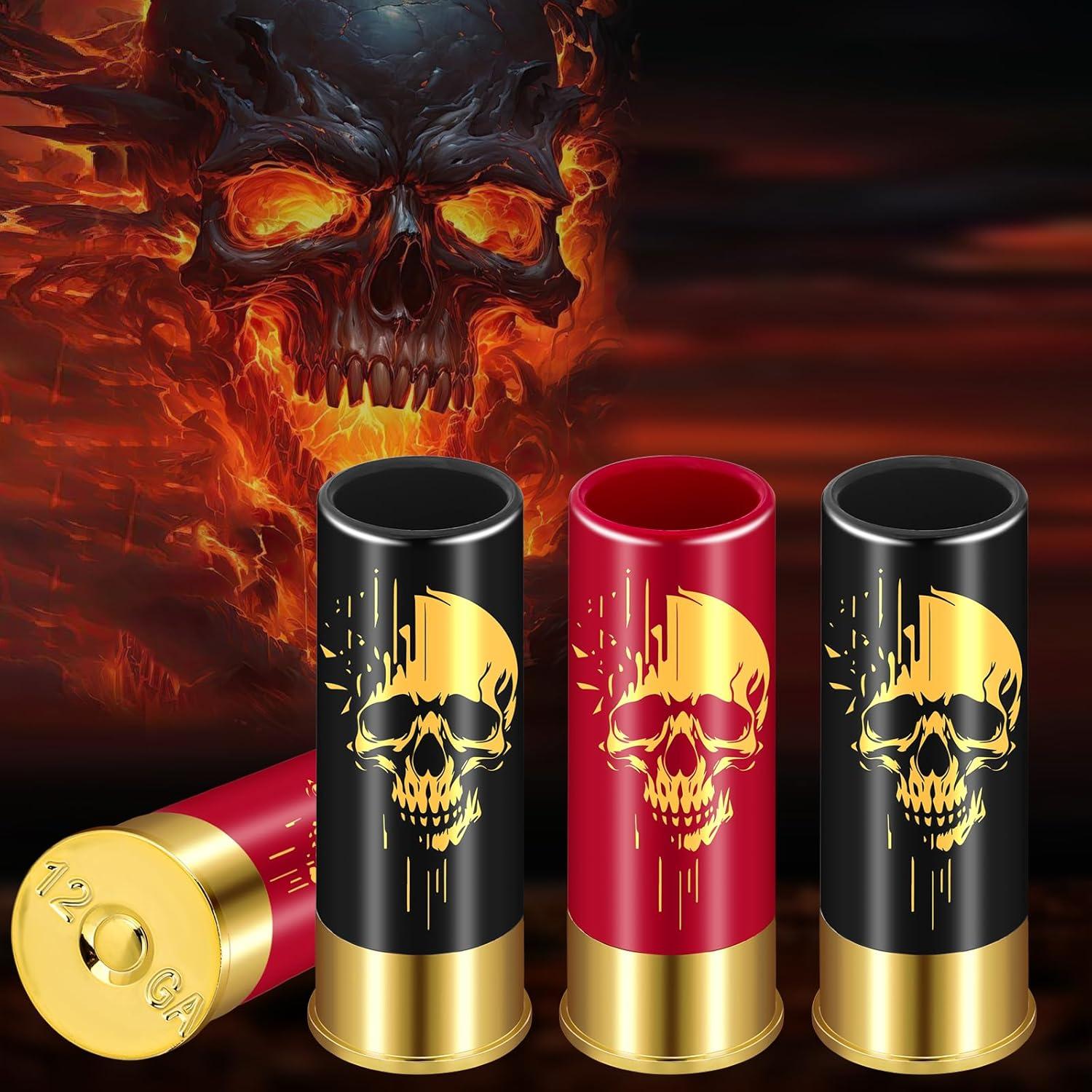 Totenkopf-Schnapsgläser Kunststoff Hochwertige Geschenkbox 12 GA Gothik Party