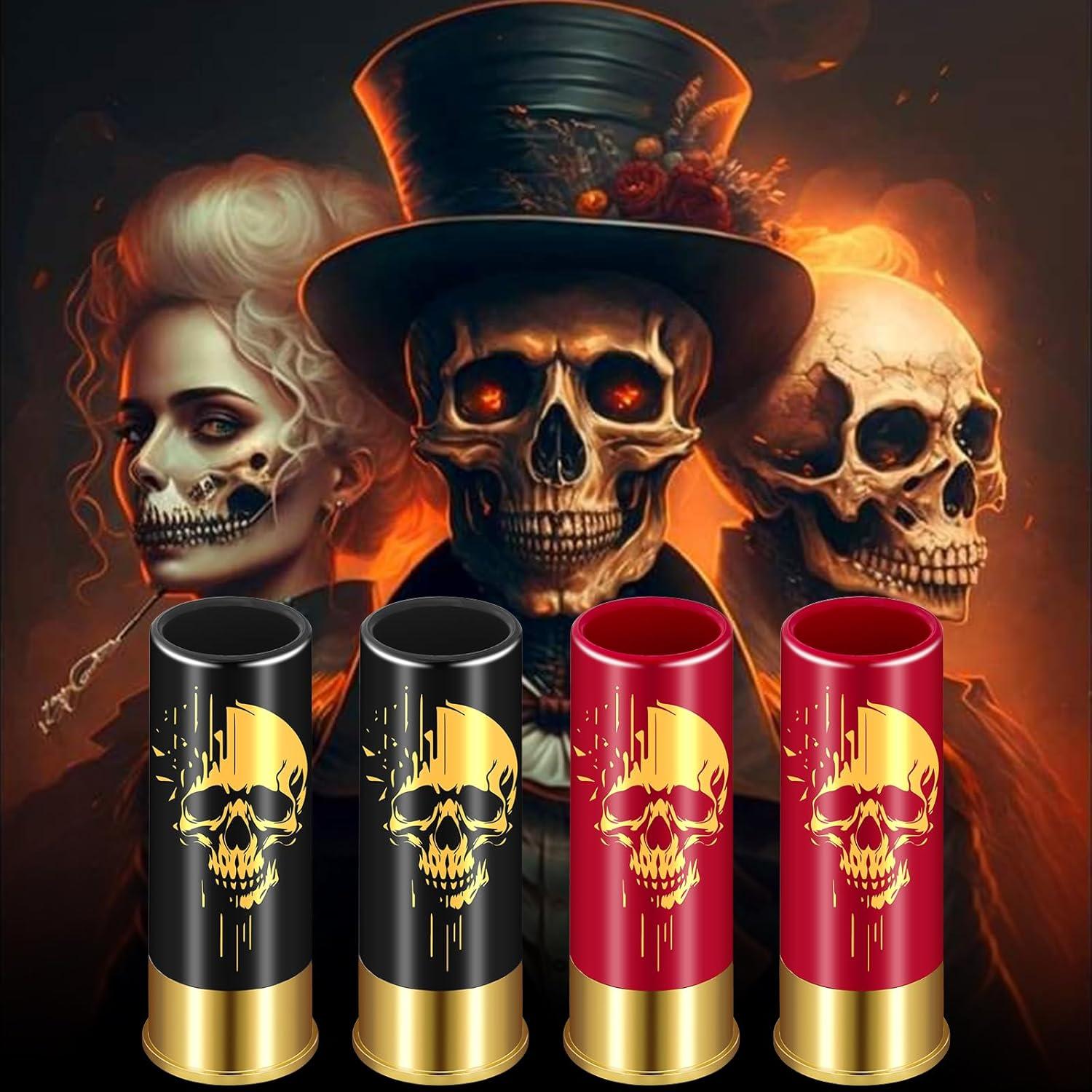 Totenkopf-Schnapsgläser Kunststoff Hochwertige Geschenkbox 12 GA Gothik Party
