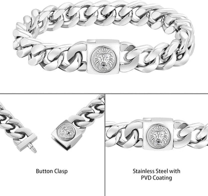 KRKC&CO 12mm Herren Armband Löwe Kopf/Totenkopf 18K Gold beschichtet Panzerarmband Hip-Hop Geschenk