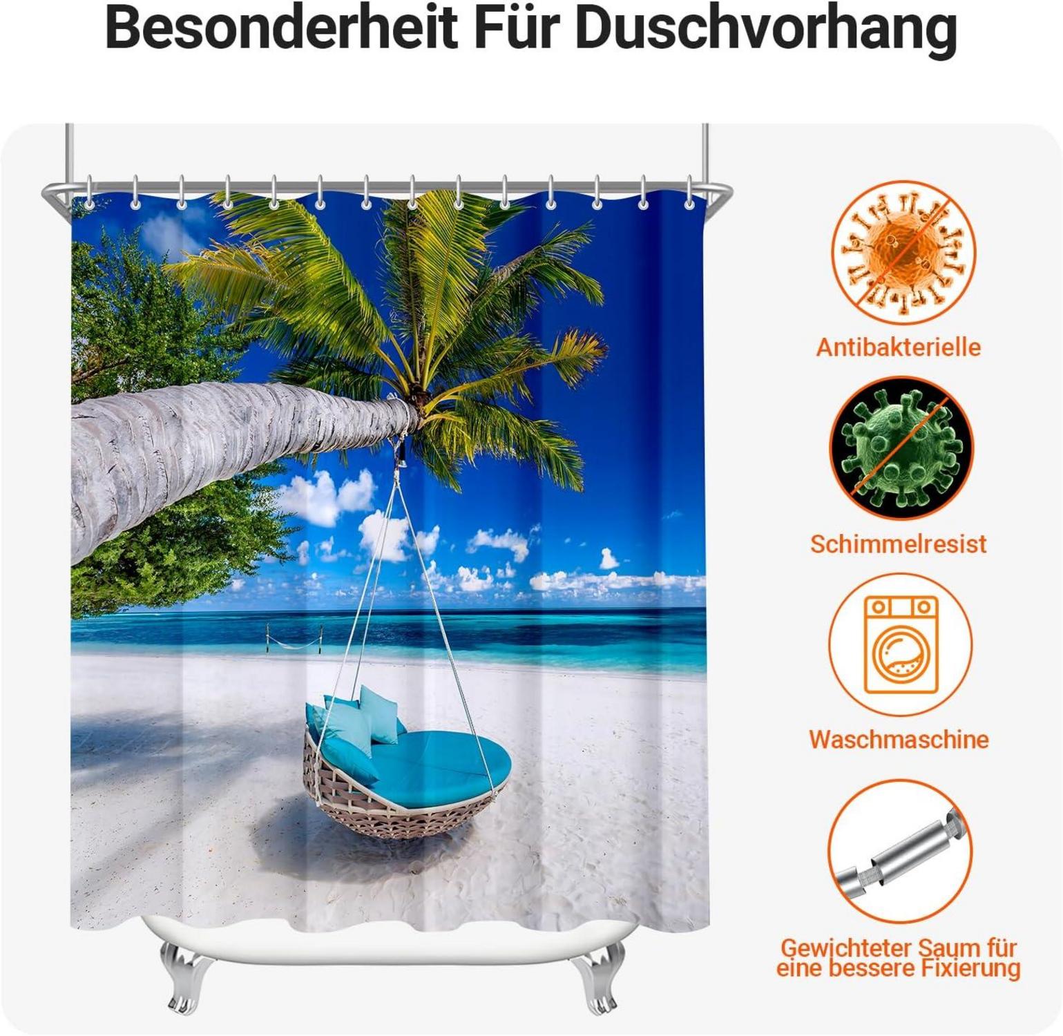 Duschvorhang Strandmuster 150x200cm Wasserabweisend Polyester 200x150 cm