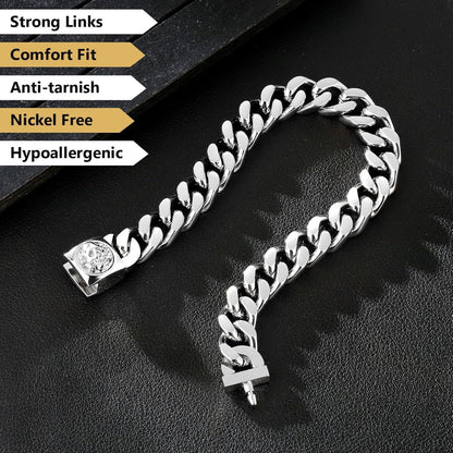Herren Armband 12mm Löwe Totenkopf Verschluss Gold beschichtet