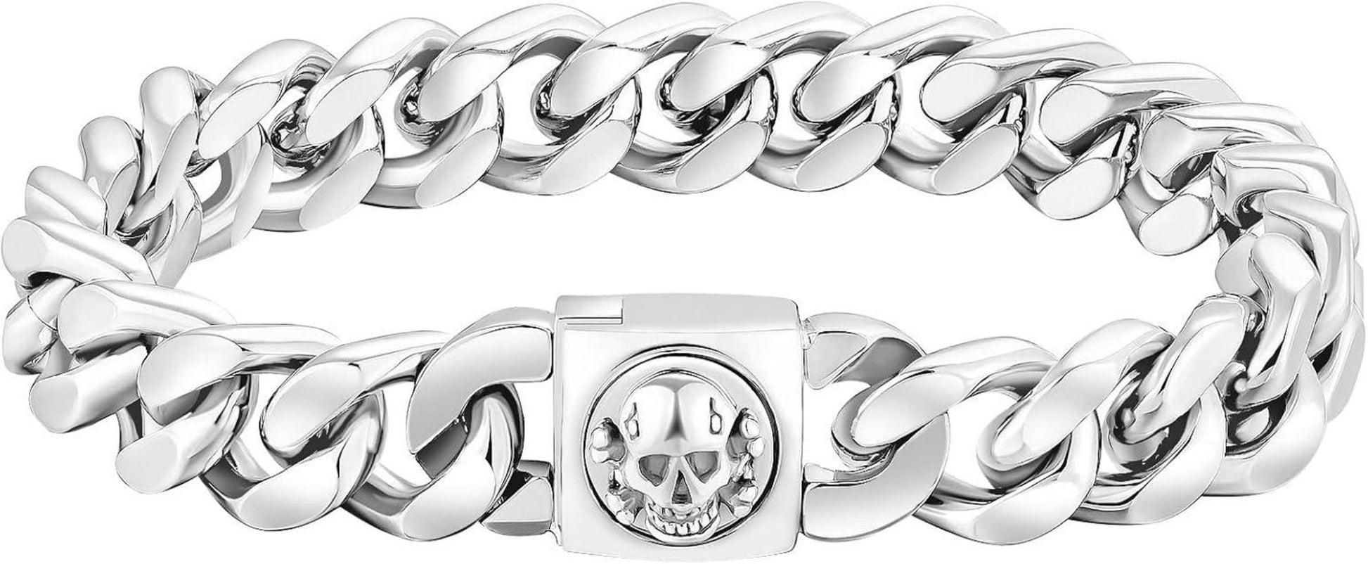 12mm Herren Armband mit Löwe/Totenkopf Verschluss, 18K Gold