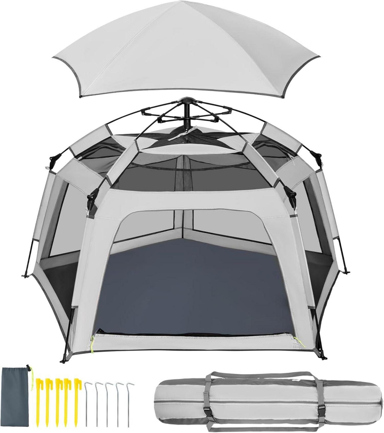 Kinder Spielzelt Automatisches Pop Up 2-3 Personen Campingzelt Grau