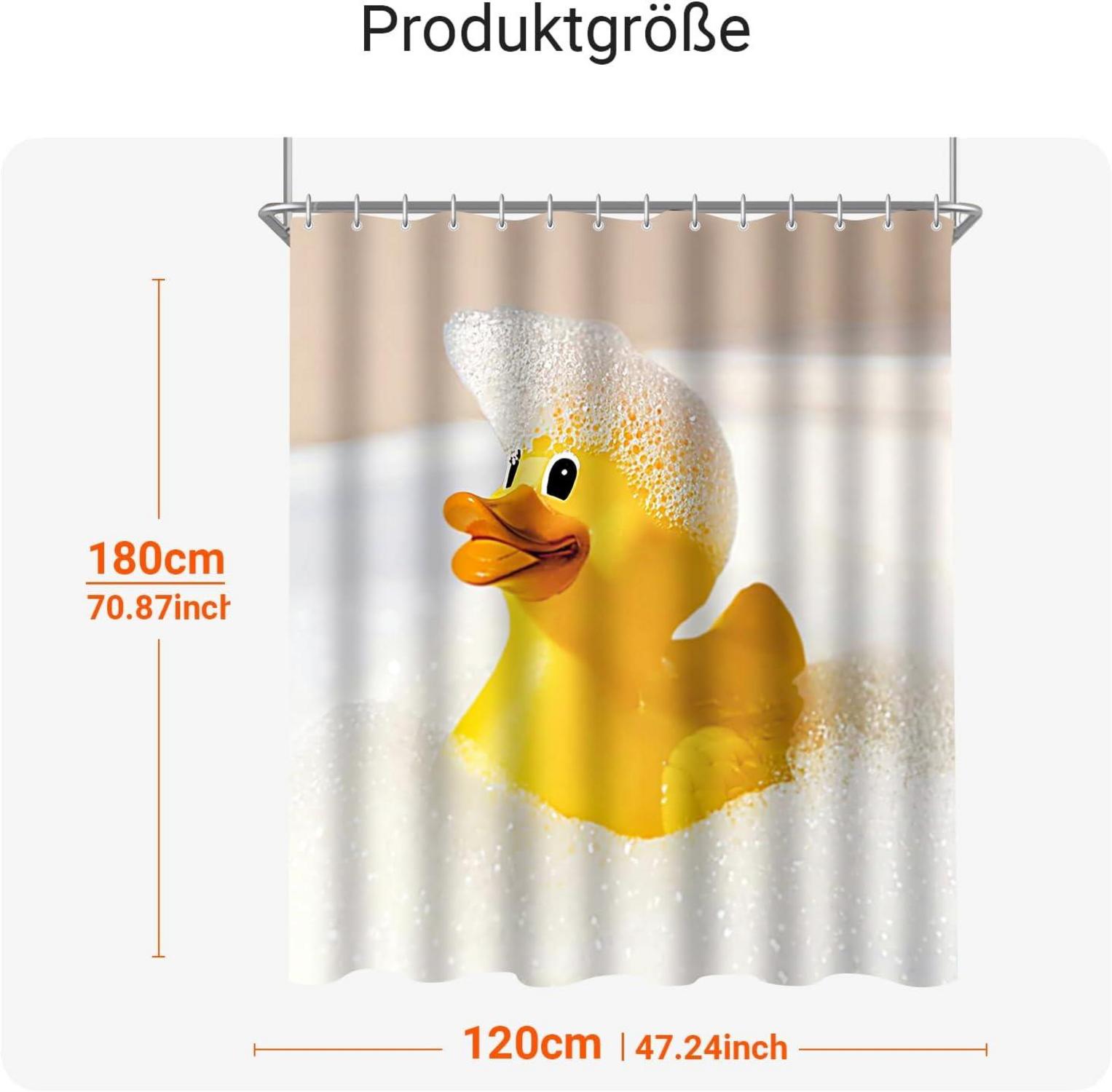 Duschvorhang Textil Gelbe Ente 120x180 cm Wasserabweisend Waschbar mit