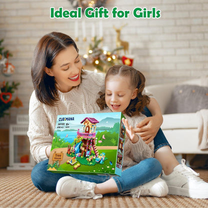 CUBIMANA Baumhaus-Bauspielzeug LED 618 Stück 3-stöckiges