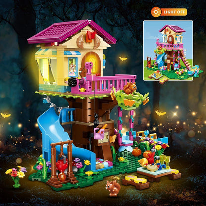 CUBIMANA Baumhaus-Bauspielzeug LED 618 Stück 3-stöckiges