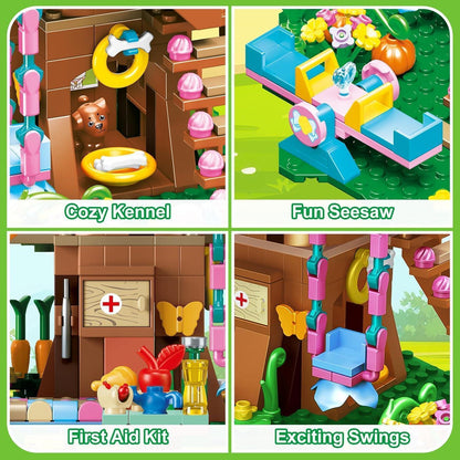 CUBIMANA Baumhaus-Bauspielzeug LED 618 Stück 3-stöckiges