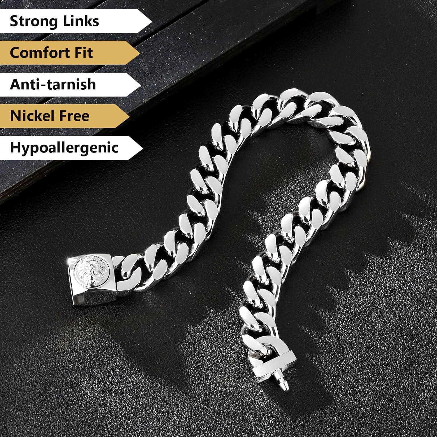 Herren Armband mit Löwe Kopf/Totenkopf Verschluss 12mm