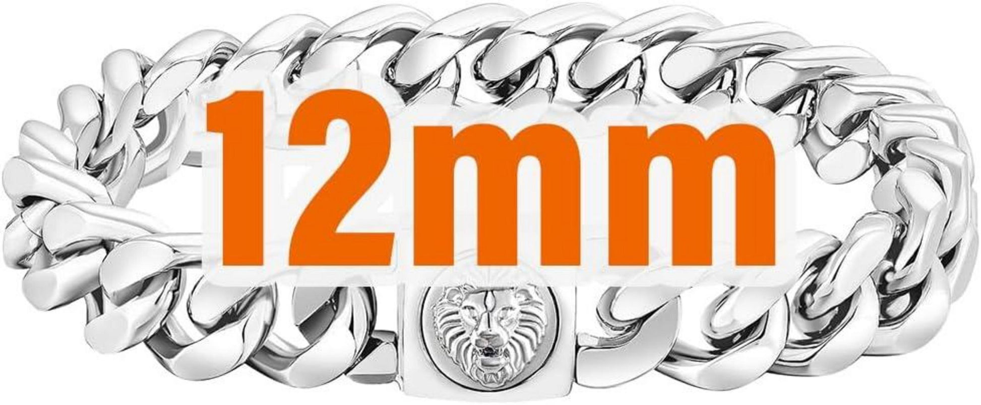 Herren Armband 12mm Löwe Totenkopf Verschluss Gold beschichtet Panzerarmband