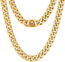 Herren Panzerkette mit Totenkopf Verschluss, 18K Gold