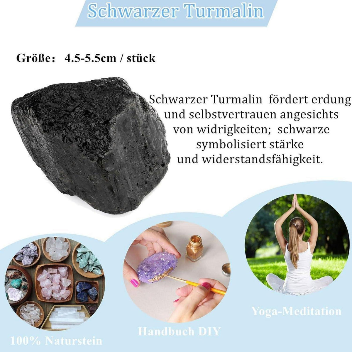 Schwarzer Turmalin Rohstein Kristalle 4.5-5.5 cm