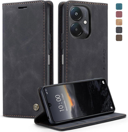 Handyhülle Xiaomi Redmi 13C Premium Lederhülle Schwarz