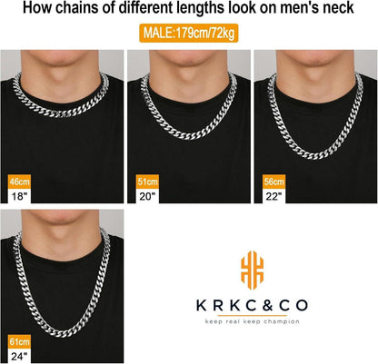 12mm Herren Panzerkette Totenkopf Verschluss, 18K Gold plattiert Cuban Link