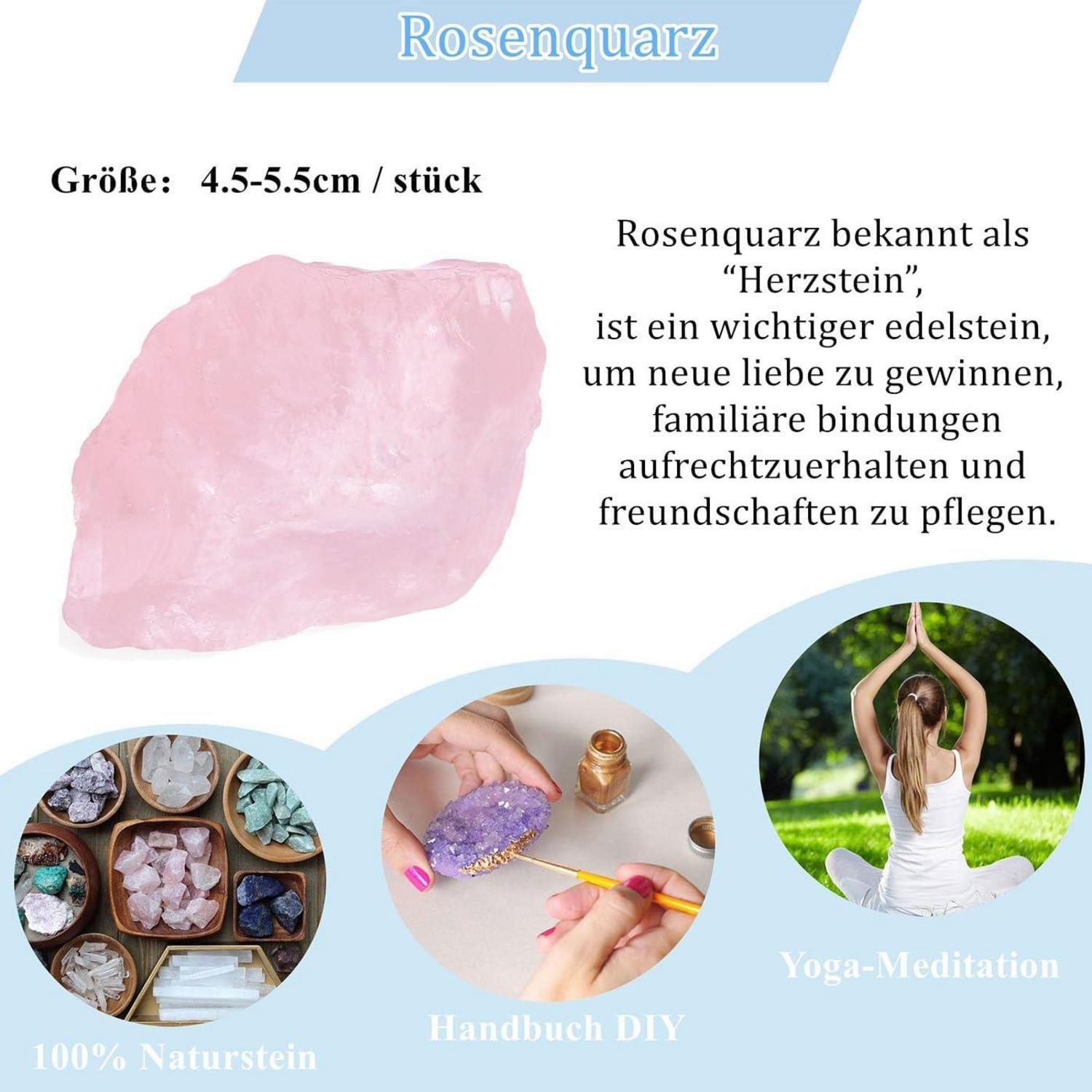 Rosenquarz Großer Rohstein Naturstein Echt Kristalle Reiki Esoterik 5,5cm