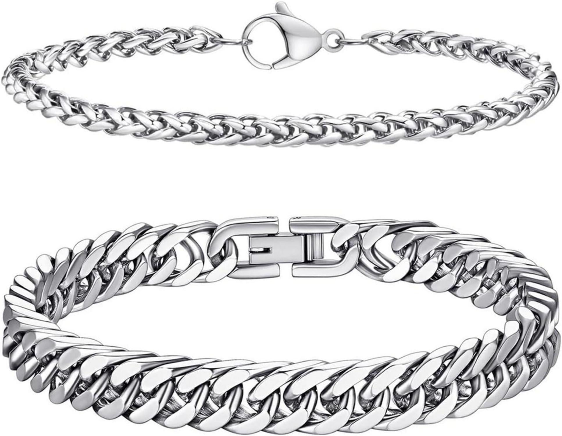 LOCCY Silber Edelstahl Herren Panzerkette Armband 4/6mm